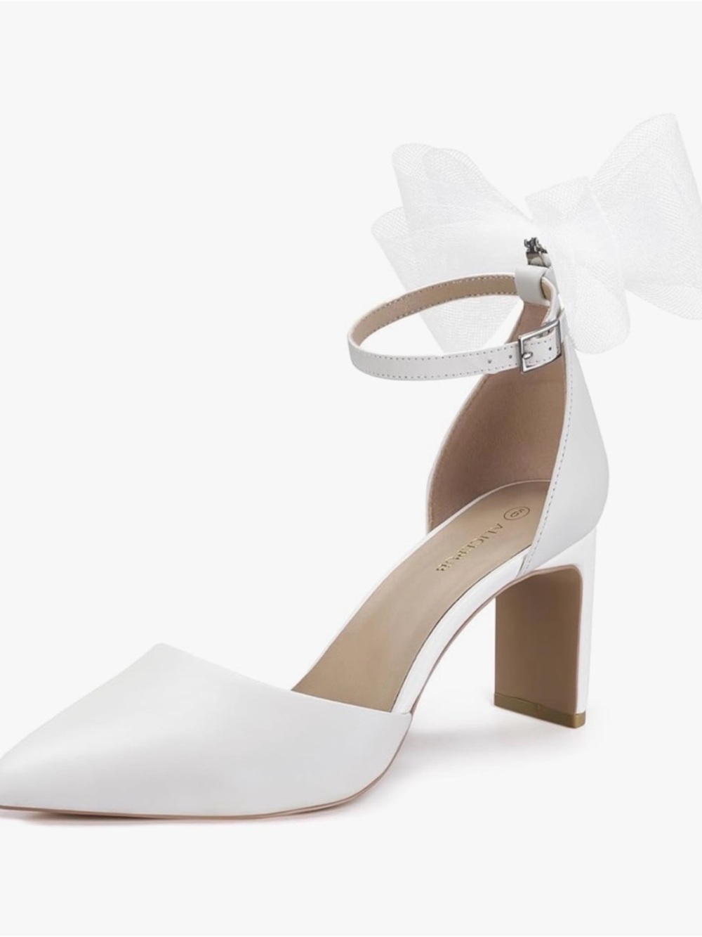 Elegant White Ankle-Strap Pointed-Toe Heels